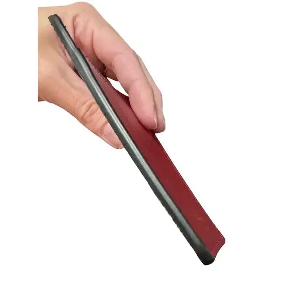 NWT Auth Salvatore Ferragamo Gancini Black Red Leather Card Case Holder